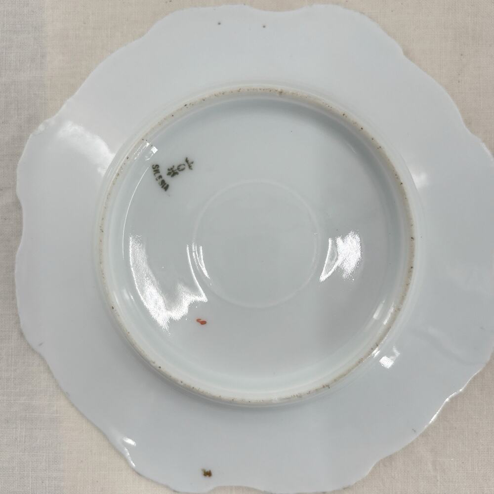 Antique Hermann Ohme Silesia Porcelain Plates Lot 8 Floral Gilt Mismatched Set - Picture 8 of 16